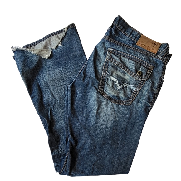 Guess Men's Vintage Y2K Falcon Slim Bootcut Baggy Distressed 36 Button Jeans - Picture 3 of 10